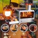 FOAPLE Outdoor Portable Wood Burning Stove，Mini Camp Oven, Camping Stove portable for Cooking, Stainless Steel Wood Burning Stove with Bag, Heat Insulation Pad, Gloves, Wood Stove for Hiking BBQ