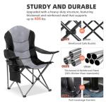 Foristrail 2 Pack Folding Camping Chairs for Adults - High Back Padded Outdoor Lawn Chairs with Lumbar Support & Cup Holder, 400lbs Heavy Duty Portable Camping Chairs Set (Black & Light Gray)