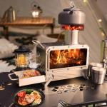 FOAPLE Outdoor Portable Wood Burning Stove，Mini Camp Oven, Camping Stove portable for Cooking, Stainless Steel Wood Burning Stove with Bag, Heat Insulation Pad, Gloves, Wood Stove for Hiking BBQ