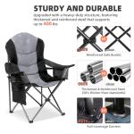 Foristrail 2 Pack Folding Camping Chairs for Adults - High Back Padded Outdoor Lawn Chairs with Lumbar Support & Cup Holder, 400lbs Heavy Duty Portable Camping Chairs Set (Black & Light Gray)