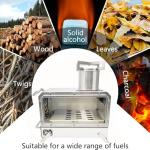 FOAPLE Outdoor Portable Wood Burning Stove，Mini Camp Oven, Camping Stove portable for Cooking, Stainless Steel Wood Burning Stove with Bag, Heat Insulation Pad, Gloves, Wood Stove for Hiking BBQ