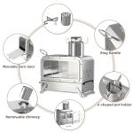 FOAPLE Outdoor Portable Wood Burning Stove，Mini Camp Oven, Camping Stove portable for Cooking, Stainless Steel Wood Burning Stove with Bag, Heat Insulation Pad, Gloves, Wood Stove for Hiking BBQ