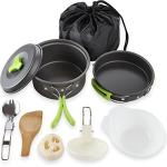 MalloMe Camping Cookware Mess Kit for Backpacking Gear – Camping Cooking Set - Camping's Pots and Pans Set - Backpacking Stove/Portable Stove Compatible - Camp Kitchen Equipment Accessories 2L Pot