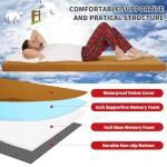 HOMBYS Portable Memory Foam Camping Mattress for Outdoor Sleeping, 3" Thick Waterproof Roll Up Camping Mattress Pad Mat for Travel Truck Bed Tent (Khaki, Small Single-72"x24"x3")