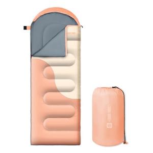Sleeping Bags for Adults&Kids,Lightweight Waterproof Warm Weather Sleeping Bag,Compact Portable Sleeping Bag for Camping,Essentials Gear for Camping Hiking Outdoor Travel (Pink&Khaki)
