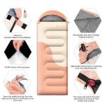 Sleeping Bags for Adults&Kids,Lightweight Waterproof Warm Weather Sleeping Bag,Compact Portable Sleeping Bag for Camping,Essentials Gear for Camping Hiking Outdoor Travel (Pink&Khaki)