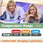 Sleeping Bags for Adults&Kids,Lightweight Waterproof Warm Weather Sleeping Bag,Compact Portable Sleeping Bag for Camping,Essentials Gear for Camping Hiking Outdoor Travel (Pink&Khaki)