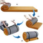 HOMBYS Portable Memory Foam Camping Mattress for Outdoor Sleeping, 3" Thick Waterproof Roll Up Camping Mattress Pad Mat for Travel Truck Bed Tent (Khaki, Small Single-72"x24"x3")