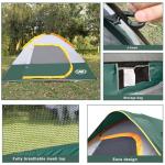 Camping Tent 4 Person, Waterproof Windproof Tent with Rainfly Easy Set up-Portable Dome Tents for Camping (Dark Green)