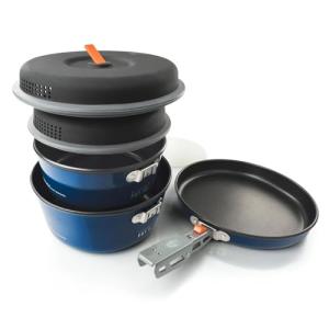 GSI Outdoors Bugaboo Base Camper Small, High-Efficiency Cookset – Ceramic Non-Stick Coated, Includes 2L & 1.5L Pots, 8" Fry Pan, Accessories
