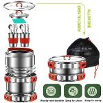 304 Stainless Steel Camping Cookware Set - Mess Kit with Pots, Pans, Kettle, Plates, Forks, Knives, Spoons for 2 People, Perfect for Camping, Picnic, RVs