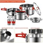 304 Stainless Steel Camping Cookware Set - Mess Kit with Pots, Pans, Kettle, Plates, Forks, Knives, Spoons for 2 People, Perfect for Camping, Picnic, RVs