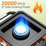 ODSD 2 Burner Camping Stove with Windshield, 20000 BTU Propane Camp Stove, Portable Folding Gas Stove, Camping Essentials Gear Includes Frying Pan, Coffee Stand & Carry Bag, Orange