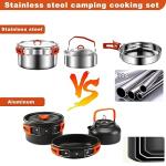 304 Stainless Steel Camping Cookware Set - Mess Kit with Pots, Pans, Kettle, Plates, Forks, Knives, Spoons for 2 People, Perfect for Camping, Picnic, RVs