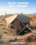 FanttikOutdoor Alpha C4 Ultra Camping Tent 4 Person Pop Up Instant Cabin Setup in 60 Seconds Portable Hub Tent with Rainfly & Windproof for Outdoor Camping & Overlanding, Khaki