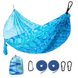 Camping Hammock,Lightweight Nylon Hammock,Portable Hammocks with Two Tree Ropes for Outdoor,Indoor,Travel,Hiking,Backyard,Camping