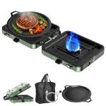 Portable Camping stove, 2 Burner Foldable Camping Stove with Griddle and Carrying Bag & Hose, 8600BTU Portable Propane Camp Stove with Ignition & 2 Adjustable Burners,for Camping Tailgating BBQ Grill
