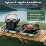 Portable Camping stove, 2 Burner Foldable Camping Stove with Griddle and Carrying Bag & Hose, 8600BTU Portable Propane Camp Stove with Ignition & 2 Adjustable Burners,for Camping Tailgating BBQ Grill