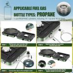 Portable Camping stove, 2 Burner Foldable Camping Stove with Griddle and Carrying Bag & Hose, 8600BTU Portable Propane Camp Stove with Ignition & 2 Adjustable Burners,for Camping Tailgating BBQ Grill