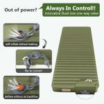 AKUDY Self Inflating Sleeping Pad with Electric Pump, 4" Ultra-Thick Memory Foam Camping Pad with Pillow, 9.5 R-Value Insulated Camping Mattress, Army Yellow