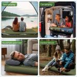 AKUDY Self Inflating Sleeping Pad with Electric Pump, 4" Ultra-Thick Memory Foam Camping Pad with Pillow, 9.5 R-Value Insulated Camping Mattress, Army Yellow