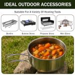 JJUNW 14Pcs Stainless Steel Camping Cookware Set, Lightweight Compact Camping Pots Pans Set with Cups Plates Forks Knives Spoons for Backpacking Camping-Cooking Hiking and Picnic