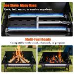 QuliMetal Portable Camping Grill – Foldable Charcoal/Gas Grill with Carry Bag | Heavy-Duty Backpacking BBQ & Fire Pit Grill for Outdoor Cooking, Camping, Tailgating, Patio & Backyard