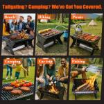 QuliMetal Portable Camping Grill – Foldable Charcoal/Gas Grill with Carry Bag | Heavy-Duty Backpacking BBQ & Fire Pit Grill for Outdoor Cooking, Camping, Tailgating, Patio & Backyard