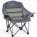 RELAX FIELD Oversized Camping Chair, Portable Folding Padded Camp Chairs with Side Pocket, Cup Holder, Heavy Duty Support 500LBS Outdoor Lounge Chair for Adults, Fishing, Sports, Trip, Grey
