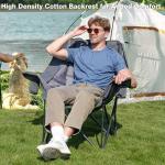 RELAX FIELD Oversized Camping Chair, Portable Folding Padded Camp Chairs with Side Pocket, Cup Holder, Heavy Duty Support 500LBS Outdoor Lounge Chair for Adults, Fishing, Sports, Trip, Grey