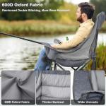 RELAX FIELD Oversized Camping Chair, Portable Folding Padded Camp Chairs with Side Pocket, Cup Holder, Heavy Duty Support 500LBS Outdoor Lounge Chair for Adults, Fishing, Sports, Trip, Grey