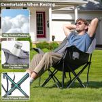 RELAX FIELD Oversized Camping Chair, Portable Folding Padded Camp Chairs with Side Pocket, Cup Holder, Heavy Duty Support 500LBS Outdoor Lounge Chair for Adults, Fishing, Sports, Trip, Grey