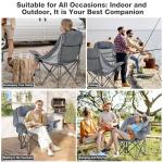 RELAX FIELD Oversized Camping Chair, Portable Folding Padded Camp Chairs with Side Pocket, Cup Holder, Heavy Duty Support 500LBS Outdoor Lounge Chair for Adults, Fishing, Sports, Trip, Grey