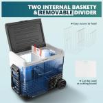 EUHOMY 12 Volt Refrigerator, 53QT(50L) Electric Cooler, Portable Freezer 12V/24V DC 100-240V AC, 12V Fridge -4℉~68℉, 12V Cooler with Wheels & 2 Baskets for Travel, Truck, Boat, Camping