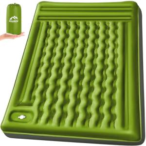 FNARMW Double Sleeping Pad Camping, Self Inflating 6'' Extra-Thick 2 Person Pillow Built-in Foot Pump Waterproof Inflatable Sleeping Mat Backpacking, Tent, Hiking, Portable Camping Pad (Yellow Grey)