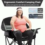 Youtanic Oversized Camping Chair, Portable Folding Camping Chairs with Side Pocket, Cup Holder and Carry Bag, Heavy Duty Outdoor Camping Chairs for Adults, Fishing, Sports, Trip, up to 400lbs, Style 4