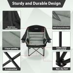 Youtanic Oversized Camping Chair, Portable Folding Camping Chairs with Side Pocket, Cup Holder and Carry Bag, Heavy Duty Outdoor Camping Chairs for Adults, Fishing, Sports, Trip, up to 400lbs, Style 4