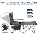 apollo walker Camping Chairs for Adults - 6 Legged Reclining Chair with Foot Rest, Adjustable 90° - 135° Beach Lounge Chair Outdoor, Folding Chairs for Outside with Detachable Pillow & Carry Bag Grey