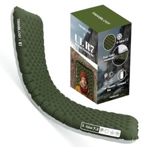 TREKOLOGY Sleeping Pad for Camping– Ultra-Lightweight, 4" Thick Camping Mat with 7.2 R-Value for All Seasons– Compact, Durable & Waterproof–Ideal for Backpacking, Hiking, and Outdoor Adventures UL R7