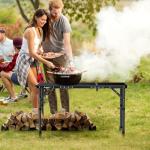 Anbte Folding Grill Table, Aluminum Camping Table Adjustable Height Max 27.5" Picnic Table Outdoor Table, Lightweight, Portable Handle for Travel Cooking BBQ Picnic, 35" x 16", Black