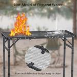 Anbte Folding Grill Table, Aluminum Camping Table Adjustable Height Max 27.5" Picnic Table Outdoor Table, Lightweight, Portable Handle for Travel Cooking BBQ Picnic, 35" x 16", Black
