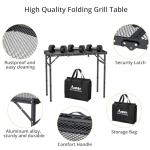 Anbte Folding Grill Table, Aluminum Camping Table Adjustable Height Max 27.5" Picnic Table Outdoor Table, Lightweight, Portable Handle for Travel Cooking BBQ Picnic, 35" x 16", Black
