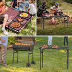 Anbte Folding Grill Table, Aluminum Camping Table Adjustable Height Max 27.5" Picnic Table Outdoor Table, Lightweight, Portable Handle for Travel Cooking BBQ Picnic, 35" x 16", Black