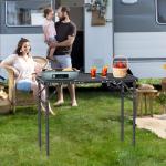 Anbte Folding Grill Table, Aluminum Camping Table Adjustable Height Max 27.5" Picnic Table Outdoor Table, Lightweight, Portable Handle for Travel Cooking BBQ Picnic, 35" x 16", Black
