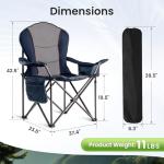 Foristrail Oversized Camping Chair Heavy Duty 500LB - Portable Folding Chair with Cooler Bag, Cup Holder & Waterproof Phone Case for Adults, Beach, Hiking, Backyard (Blue & Gray)