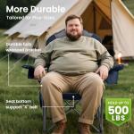 Foristrail Oversized Camping Chair Heavy Duty 500LB - Portable Folding Chair with Cooler Bag, Cup Holder & Waterproof Phone Case for Adults, Beach, Hiking, Backyard (Blue & Gray)