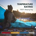 VILLEY Mummy Sleeping Bag, Lightweight Backpacking Sleeping Bag for Adults & Kids, Camping Hiking Equipment for 3-4 Seasons