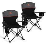 LET'S CAMP Camping Chair 2 Pack Folding Chair with 3-Can Cooler Bag Portable Lawn Chair with Cup Holder,Storage Pocket, Supports 225LBS, Collapsible Chair for Camp, Beach, Picnic (Black)