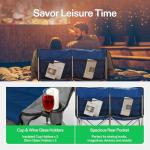 VIVOSUN Double Camping Chair, Fully Padded Folding Loveseat, Oversized Duo Chair with Cup & Wine Glass Holders, Pocket, Armrests & Carry Bag, Supports up to 500lbs, Blue & Grey
