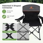 LET'S CAMP Camping Chair 2 Pack Folding Chair with 3-Can Cooler Bag Portable Lawn Chair with Cup Holder,Storage Pocket, Supports 225LBS, Collapsible Chair for Camp, Beach, Picnic (Black)